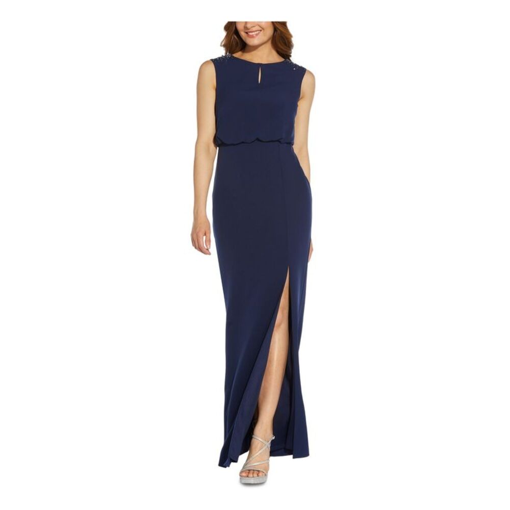 ADRIANNA PAPELL Womens Lined Sleeveless Maxi Formal Blouson Dress